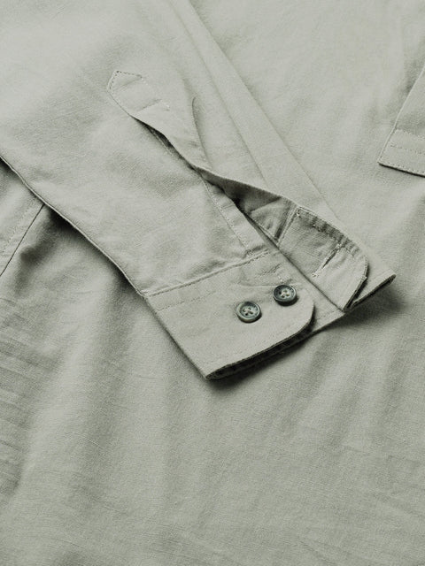 Grey Solid Cotton Kurta Shirt - Kurta - 240126513