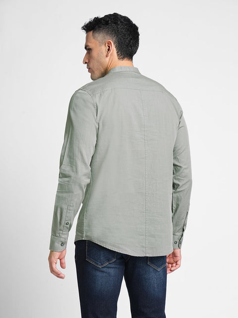 Grey Solid Cotton Kurta Shirt - Kurta - 240126513