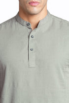 Grey Solid Cotton Kurta Shirt - Kurta - 240126513