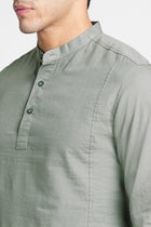 Grey Solid Cotton Kurta Shirt - Kurta - 240126513