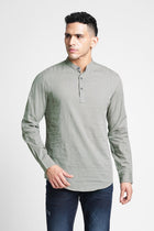 Grey Solid Cotton Kurta Shirt - Kurta - 240126513