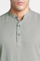 Grey Solid Cotton Kurta Shirt - Kurta - 240126513
