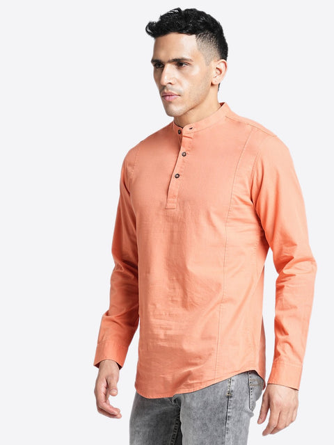 Grey Solid Cotton Kurta Shirt - Kurta - 240126558