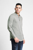 Grey Solid Cotton Kurta Shirt - Kurta - 240126513