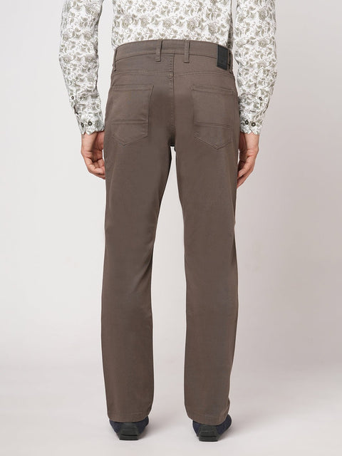 GREY STRAIGHT FIT PLAIN TROUSER - Trousers - 251241617