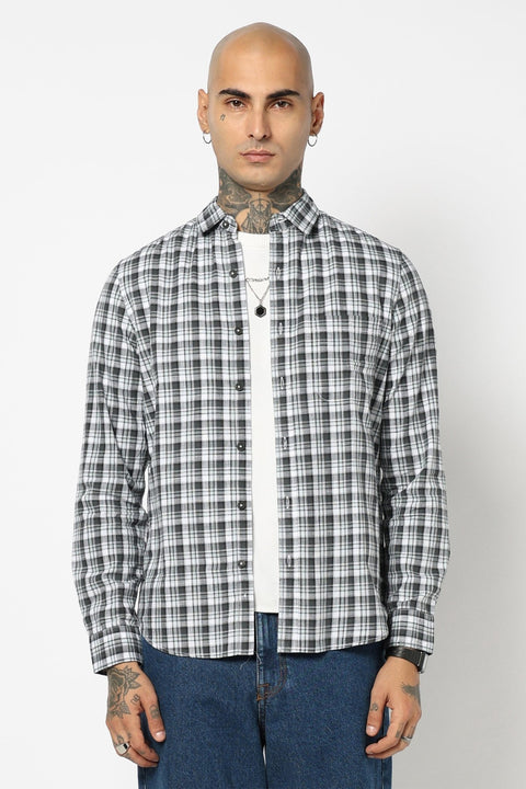 GREY TARTAN CHECKERED SHIRT-Shirts - 250731752