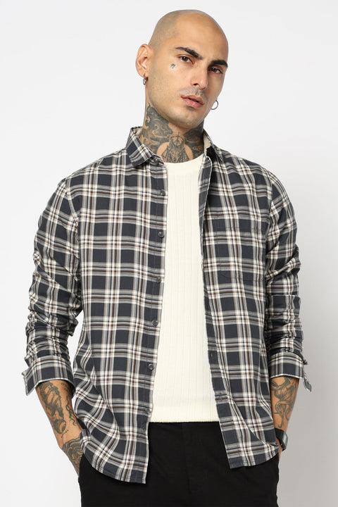 GREY WINDOWPANE CHECKERED SHIRT-Shirt - 250731966