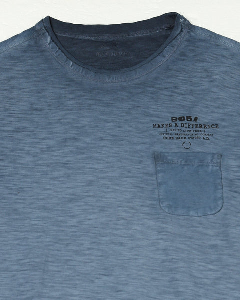 JAREX Mid Blue Round Neck T Shirt - T-Shirt - 230830760