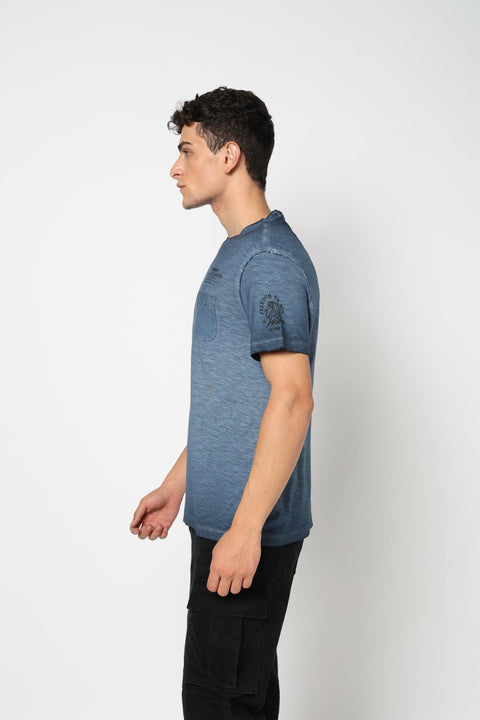 JAREX Mid Blue Round Neck T Shirt - T-Shirt - 230830760