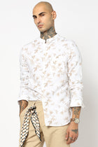 KHAKHI BOTANICAL FLORAL PRINTED SHIRT-Shirt - 250731852