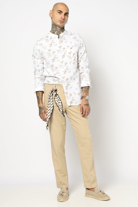 KHAKHI BOTANICAL FLORAL PRINTED SHIRT-Shirt - 250731852