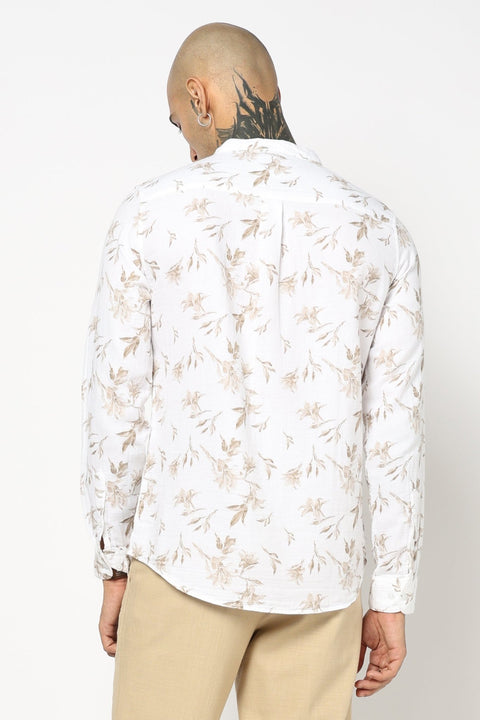 KHAKHI BOTANICAL FLORAL PRINTED SHIRT-Shirt - 250731852