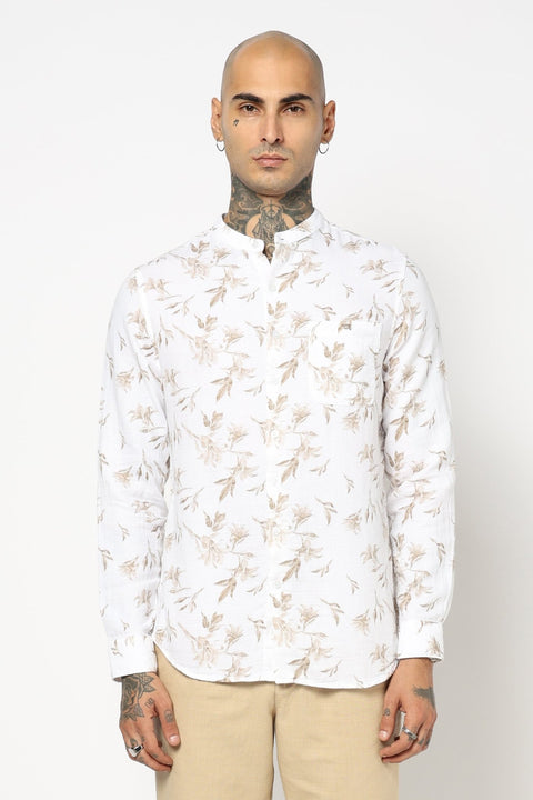 KHAKHI BOTANICAL FLORAL PRINTED SHIRT-Shirt - 250731852