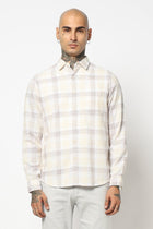 KHAKHI GLEN CHCEKERD LINEN SHIRT-Shirt - 250731797