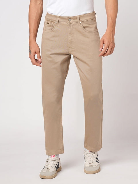 KHAKHI STAIGHT FIT DOBBY TROUSER - Trousers - 251241597