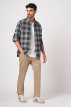 KHAKHI STAIGHT FIT DOBBY TROUSER - Trousers - 251241597