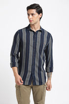 Khakhi Striped Cotton Shirt - Shirt - 240427552