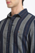 Khakhi Striped Cotton Shirt - Shirt - 240427552