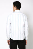 Light Aqua Striped Cotton Shirt - Shirt - 240828557