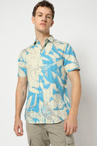 Light Blue Abstract Printed Shirt - Shirts - 250531363