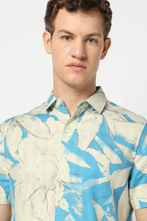 Light Blue Abstract Printed Shirt - Shirts - 250531363