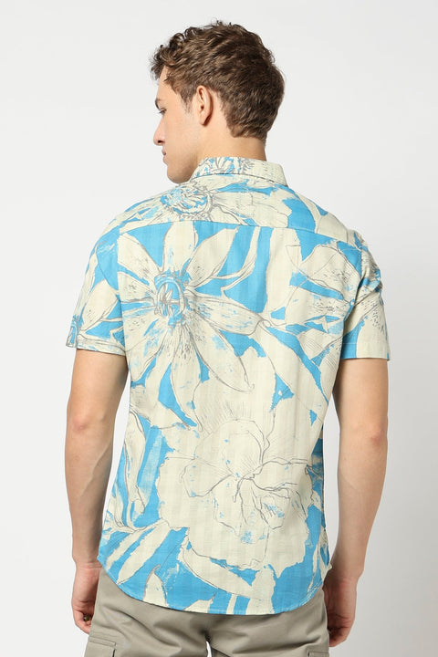 Light Blue Abstract Printed Shirt - Shirts - 250531363