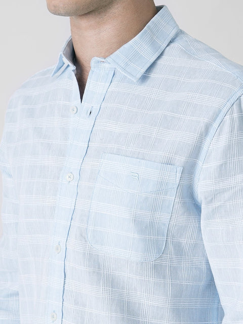 LIGHT BLUE CHECKERED DOBBY SHIRT-Shirt - 260235265