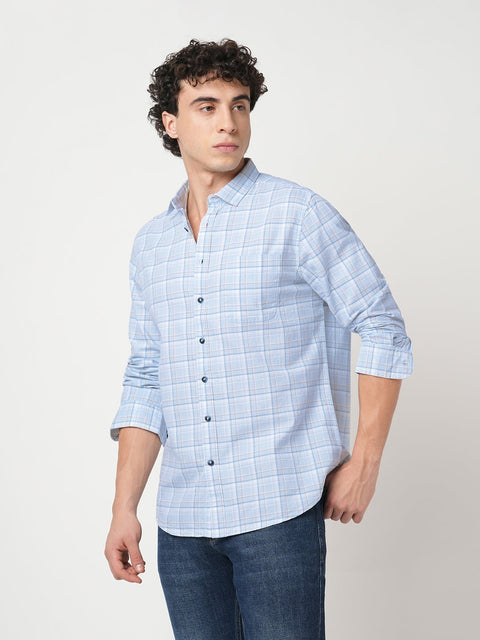 LIGHT BLUE CHECKERED OXFORD SHIRT-Shirt - 251033345
