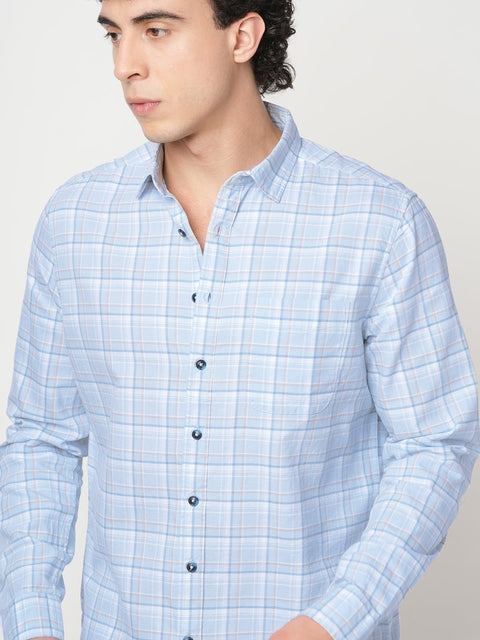 LIGHT BLUE CHECKERED OXFORD SHIRT-Shirt - 251033345