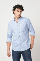 LIGHT BLUE CHECKERED OXFORD SHIRT-Shirt - 251033345