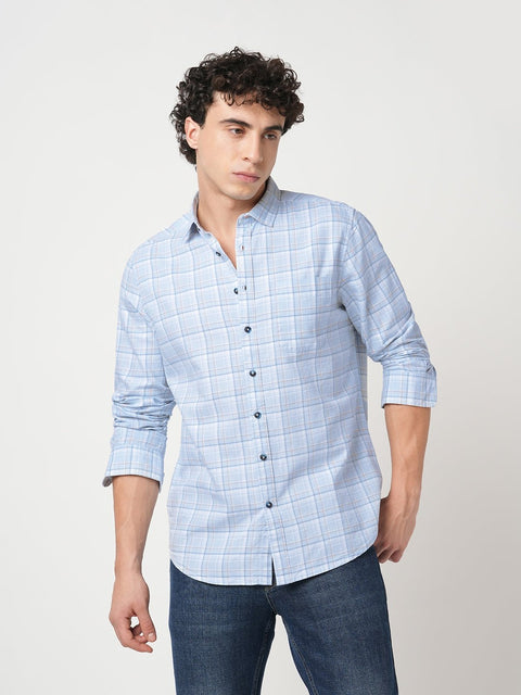 LIGHT BLUE CHECKERED OXFORD SHIRT-Shirt - 251033345
