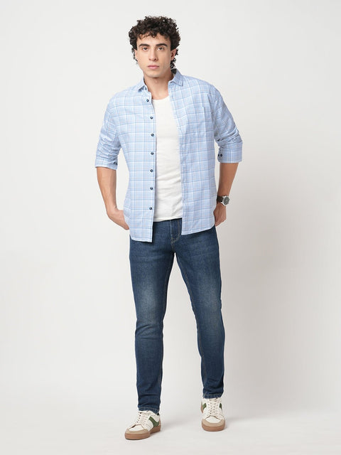 LIGHT BLUE CHECKERED OXFORD SHIRT-Shirt - 251033345