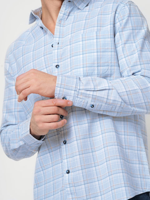LIGHT BLUE CHECKERED OXFORD SHIRT-Shirt - 251033345
