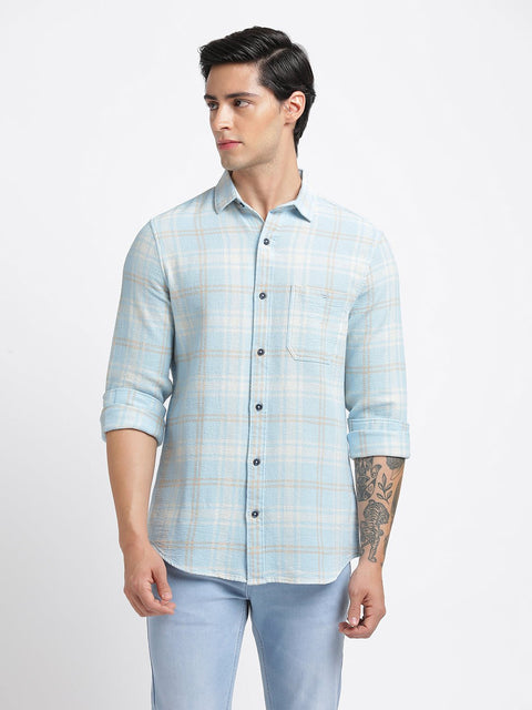 Light Blue Checks Casual Shirt - Shirt - 240427507