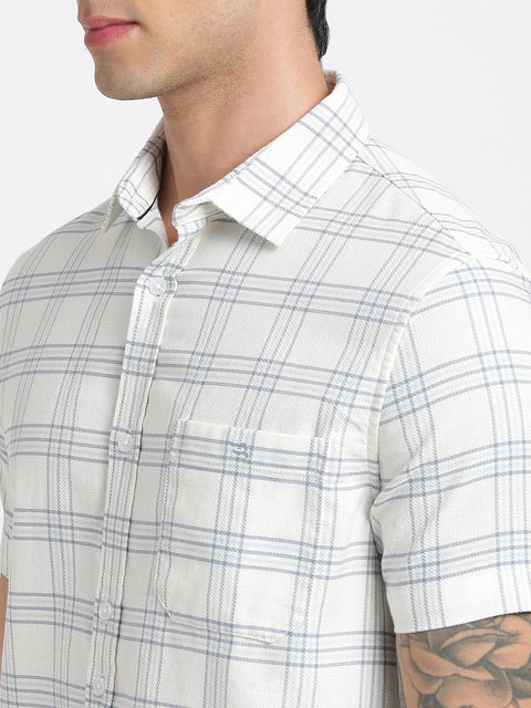 Light Blue Checks Cotton Shirt - Shirt - 240527815