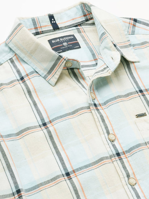 Light Blue Checks Cotton Shirt - Shirt - 230324334