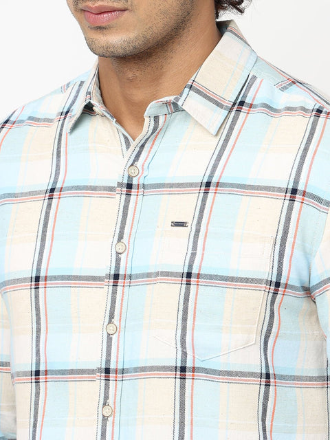 Light Blue Checks Cotton Shirt - Shirt - 230324334