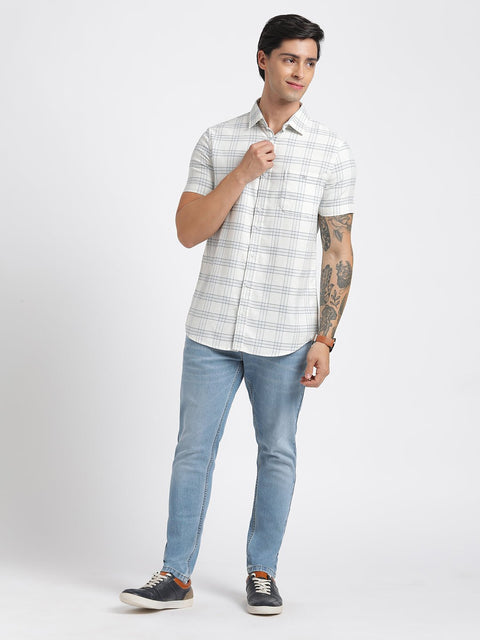 Light Blue Checks Cotton Shirt - Shirt - 240527815