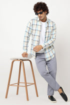 Light Blue Checks Cotton Shirt - Shirt - 230324334