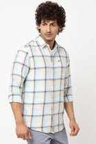 Light Blue Checks Cotton Shirt - Shirt - 230324334