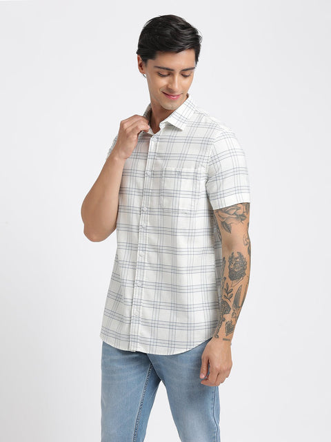 Light Blue Checks Cotton Shirt - Shirt - 240527815