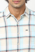 Light Blue Checks Cotton Shirt - Shirt - 230324334