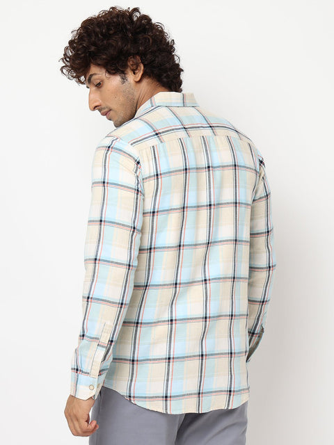 Light Blue Checks Cotton Shirt - Shirt - 230324334