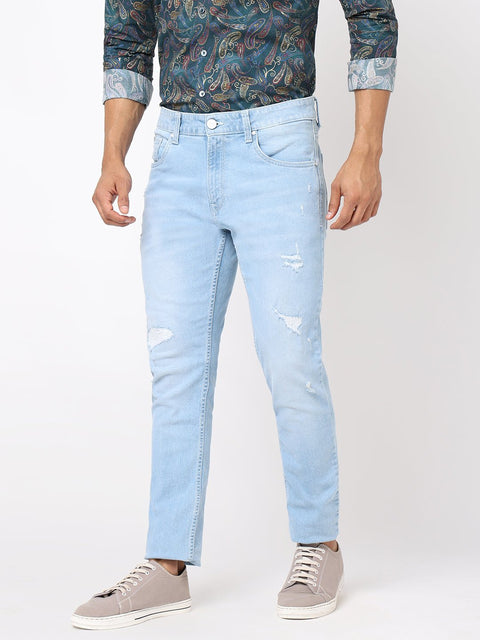 Light Blue Distressed Jeans - Jeans - 230510411