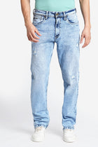 Light Blue Distressed Relax Fit Jeans - Jeans - 231110841