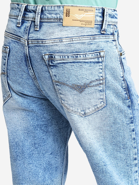 Light Blue Distressed Relax Fit Jeans - Jeans - 231110841