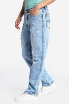 Light Blue Distressed Relax Fit Jeans - Jeans - 231110841