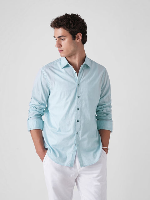 LIGHT BLUE DOBBY PLAIN SHIRT-Shirt - 260134955