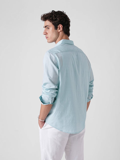 LIGHT BLUE DOBBY PLAIN SHIRT-Shirt - 260134955