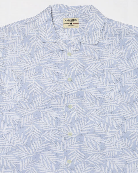 Light Blue Floral Print Relaxed Fit Half Sleeve Shirt - Shirt - 240728467